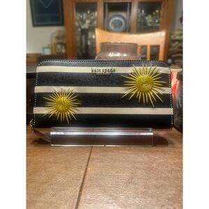 Kate Spade Sunkiss Embellished Zip Around Continental Wallet EUC